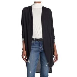 14th & Union Women's Lightweight Cocoon Open Front Cardigan In Black‎ XXS $40